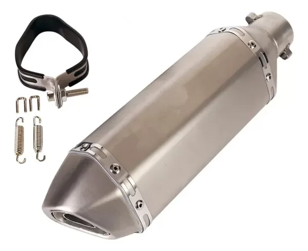Producto - Escape Silenciador Tipo Akrapovic Mediano Universal Plateado + DB Killer - 8