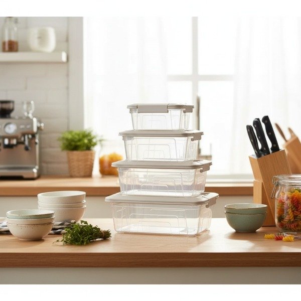 Producto - SET DE 4 HERMETICOS PLASTICOS CON TAPA CON TRABA 1.2 , 2, 3.4, 5.75 lts