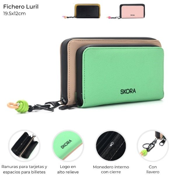 Producto - FICHERO SKORA LURIL CON BOLSILLO FRONTAL Y LLAVERO NUDO COD 41532