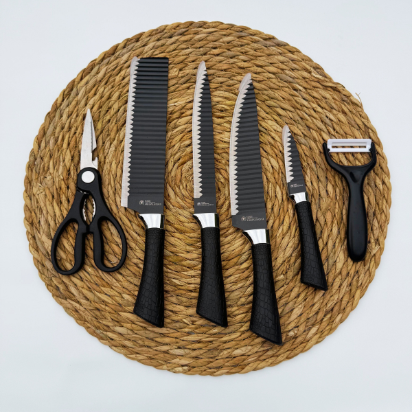 Producto - Juego Set De Cuchillos De Cocina Profesionales Acero Inoxidable Negro - 1