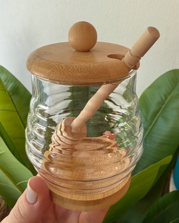 Producto - MIELERA CON BASE Y UNTADOR DE MADERA