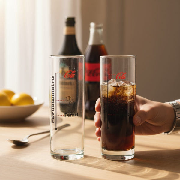 Producto - SET 2 VASOS DE VIDRIO FERNET VITRIFICADOS EN CAJA 750CC 20X7CM ARTESANAL