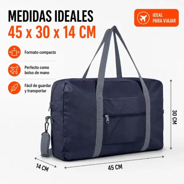 Producto - BOLSO PLEGABLE GRANDE DE VIAJE TELA SEMI IMPERMEABLE NEGRO 45X30X14 - 0