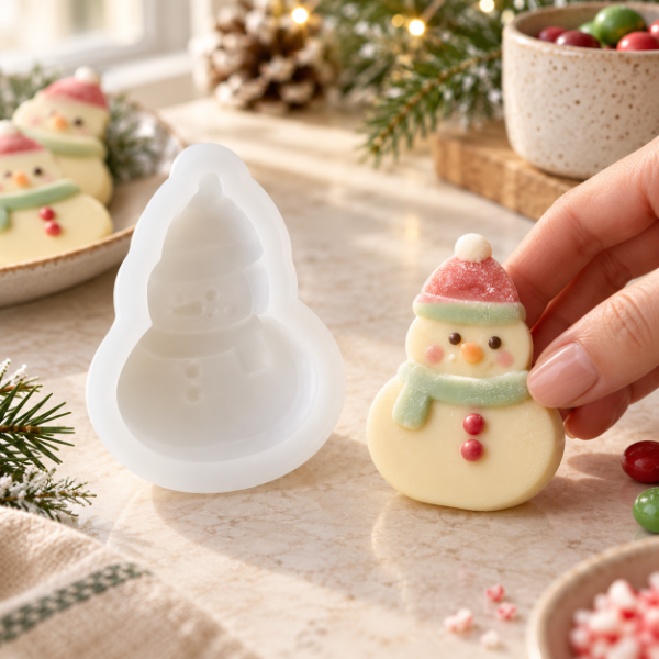 Producto - MOLDE DE SILICONA MUÑECO DE NIEVE PARA VELA O CHOCOLATE 3A10 7X5CM - 0