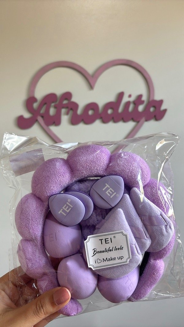 Producto - Set vincha, muñequera y 9 esponjas tei