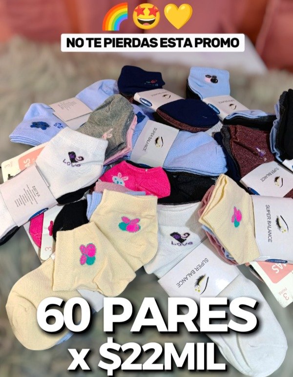 Producto - 60 PARES DE MEDIAS DE COLORES