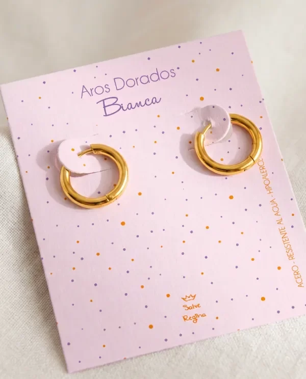 Producto - Argollas Acero Dorado Bianca - 1