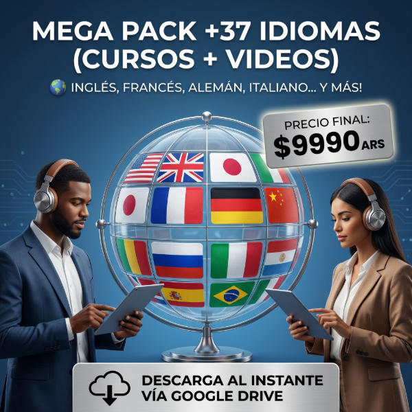 Producto - N2: PACK DE LIBROS Y CURSOS, +37 IDIOMAS (VIDEOS y PDFs)!