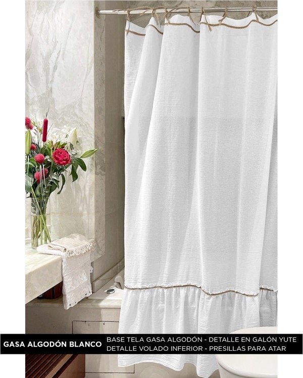 Producto - Cortina de baño Dina Gerade Gasa tela algodón