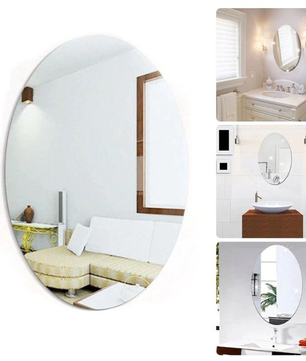 Producto - Espejo irrompible autoadhesivo Ovalado 30x40cm