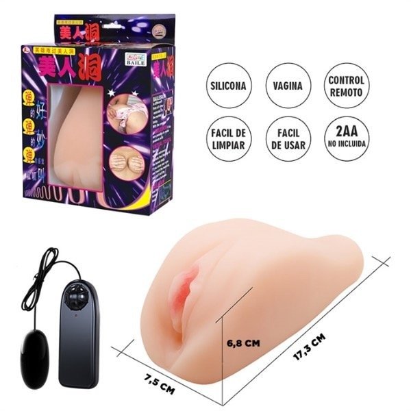 Producto - Masturbador Vagina Realista Ultra-Soft + Bala Vibratoria con Mando