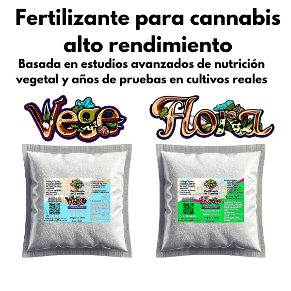 Producto - Fertilizante para cannabis kit 1 kg Vege y 1 kg Flora rinde 2000 litros aprox