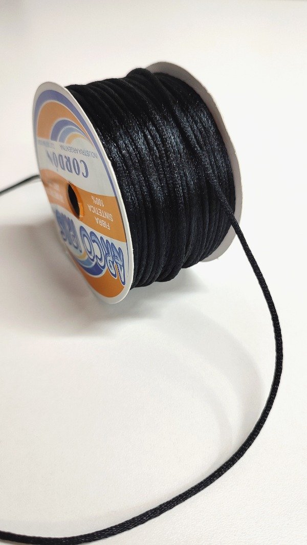 Producto - Cordon 3mm brilloso negro X METRO
