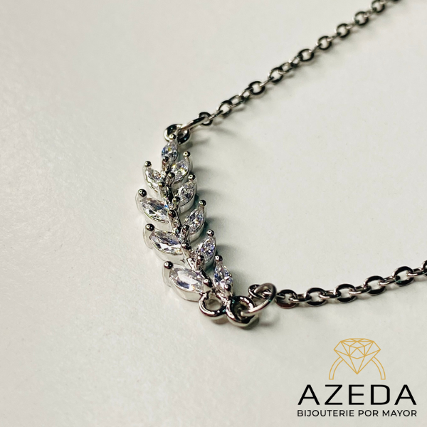 Producto - Cadena Acero Con Dije Hoja con Strass