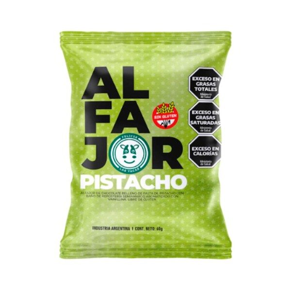 Producto - Alfajor de Chocolate relleno de Pasta de Pistacho x 60gFELICES LAS VACAS