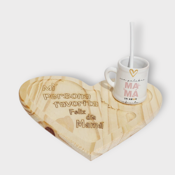 Producto - Tabla Corazon + mate Mamá un amor infinito