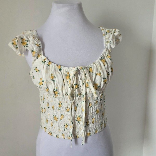 Producto - Blusa con funce en la cintura Floreada y moño en el pecho - S/M - 4