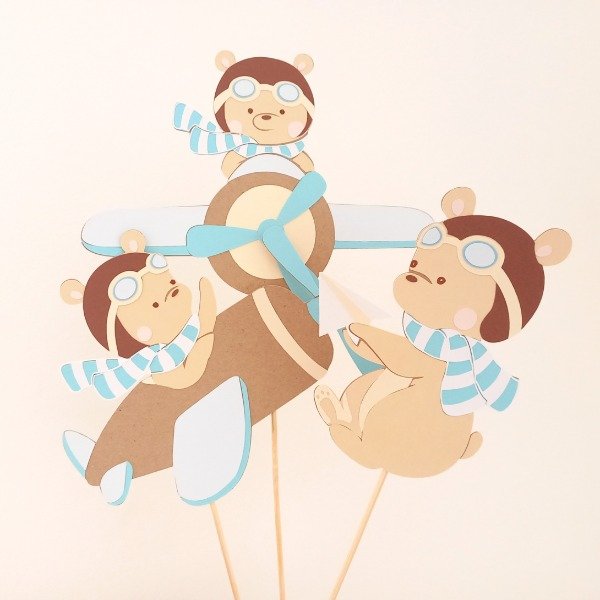 Producto - Set toppers x  3 osito aviador