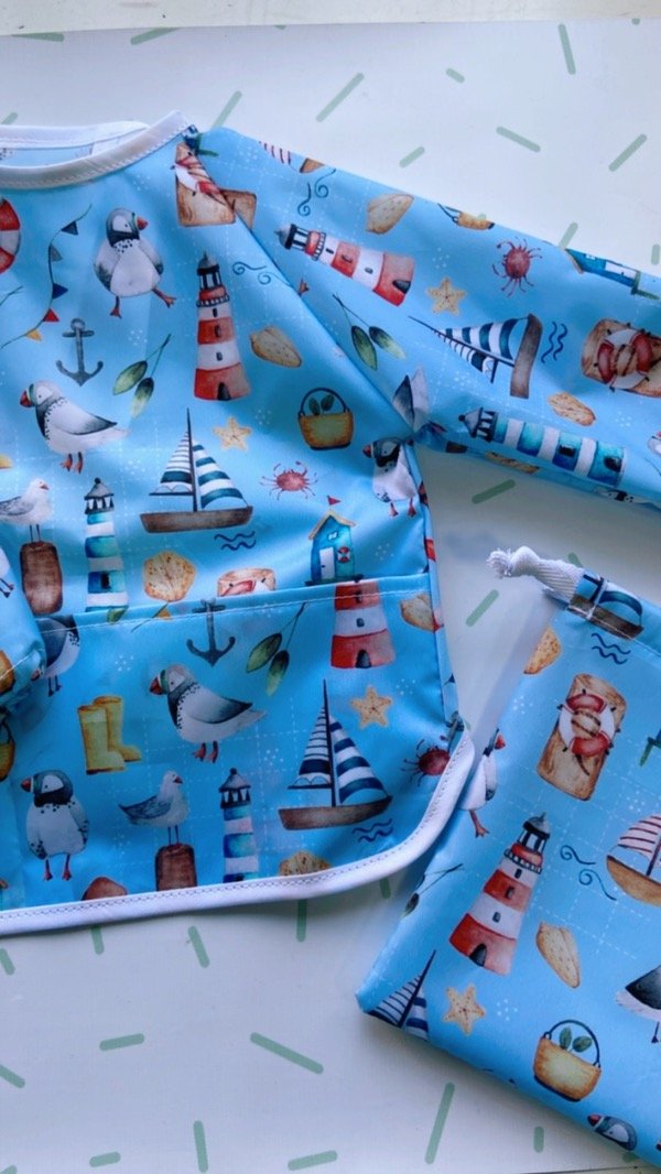 Producto - Babero manga larga pingüinos