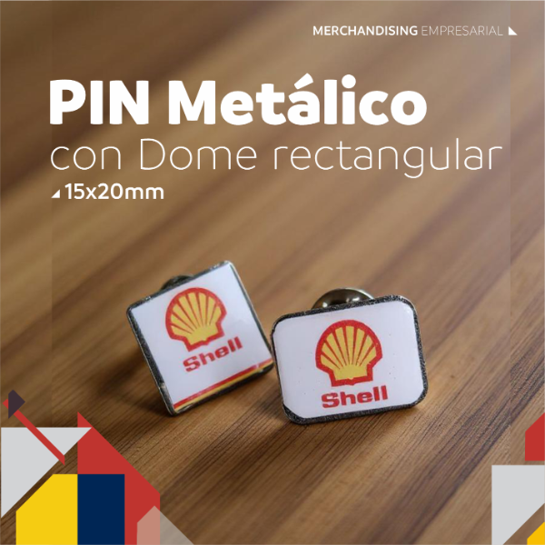 Producto - Pin Metalico con Dome rectangular 15x20 mm