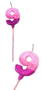 Producto - Vela Gibreada Degrade Rosa Número 9