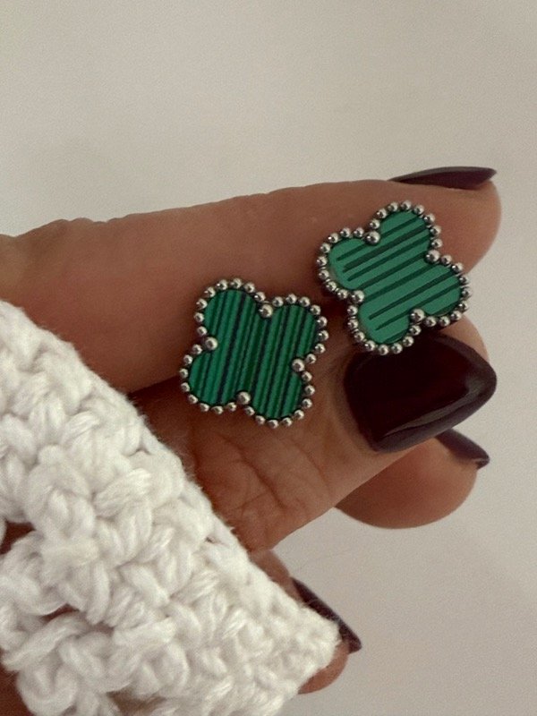 Producto - A1155 Aros Van Cleef acero quirúrgico color verde