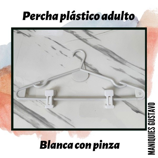 Producto - Percha plástico adulto blanca con pinza