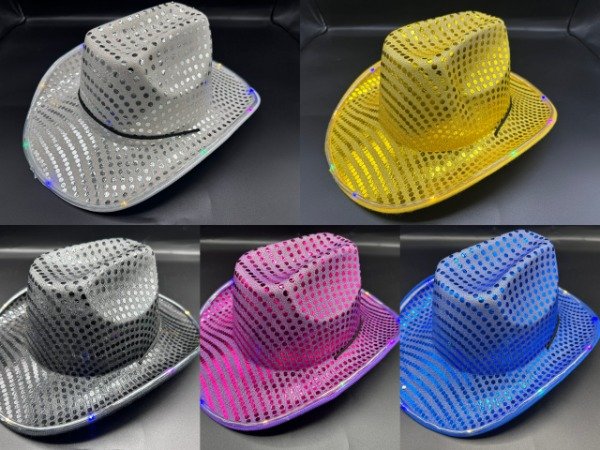 Producto - YJ0710 Sombrero Cowboy Led Vaquero Lentejuelas