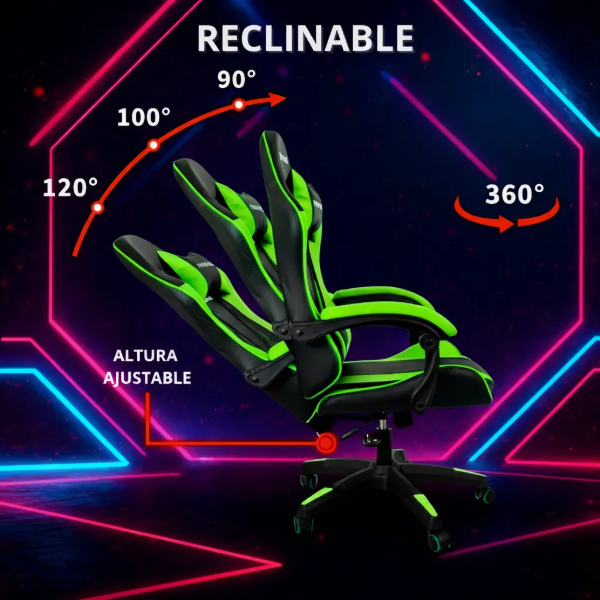 Producto - Silla gamer -apoyabrazos acolchonados -5 ruedas -respaldo alto - NH-GC1004 - 2