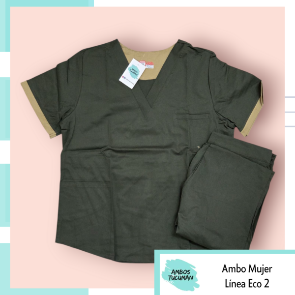 Producto - Ambo Eco Verde Musgo detalle Arena
