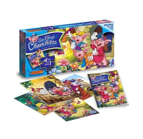Producto - PUZZLE CAJA TRES CHANCHITOS CON LIBRO INCLUIDO