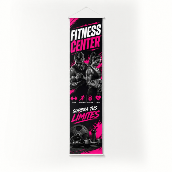 Producto - Lona Banner Fitness Center Gym 100x25cm
