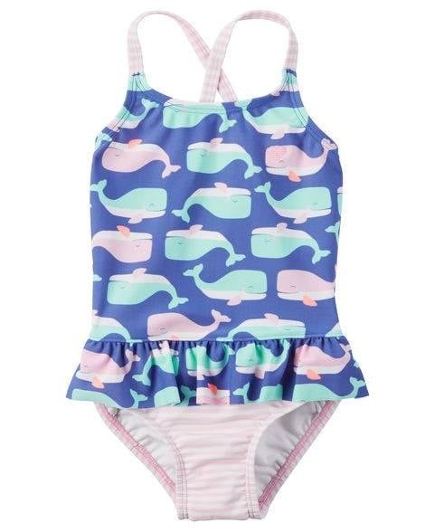 Producto - Malla Beba Celeste y Rosa Pececitos (chica)