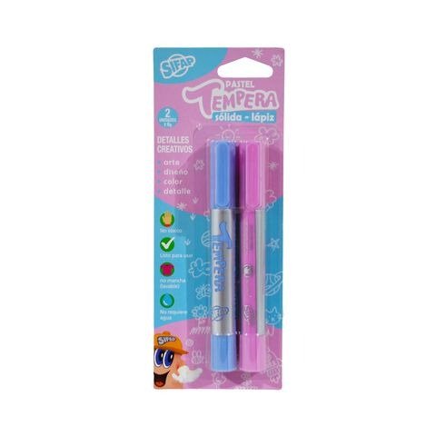 Producto - TEMPERA SOLIDA LAPIZ PASTEL CELESTE Y ROSA 6GRS BLISTER X2 UNIDADES SIFAP