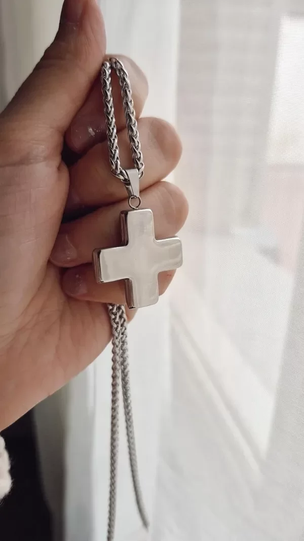 Producto - Gargantilla cruz del equilibrio 50cm maciza lisa Aq