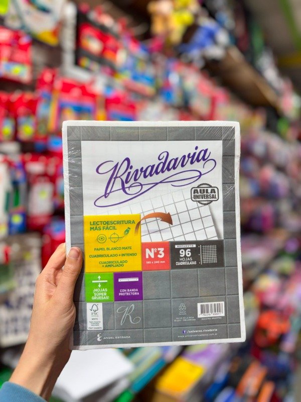 Producto - Repuesto de Hojasx96 Rivadavia Aula Universal N3 Cuadriculado - 0