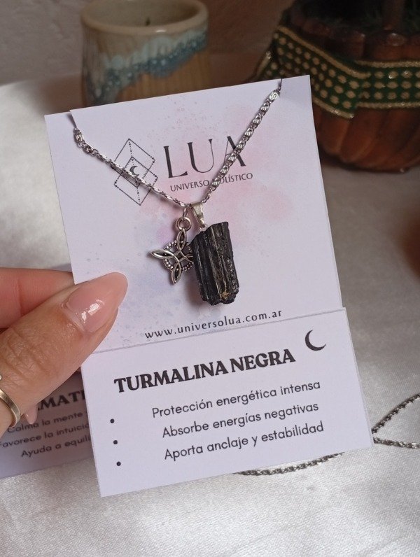 Producto - Collar piedra turmalina negra - Acero quirúrgico