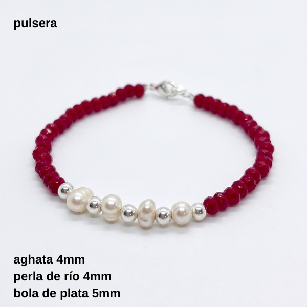 Producto - PUL #FP Pulsera aghata 4mm con perla de río 4mm (DÓLAR) - 0