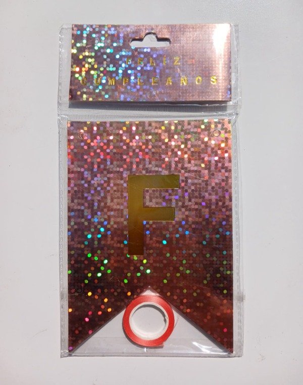 Producto - Banderín Holográfico "FC" Rosa Gold