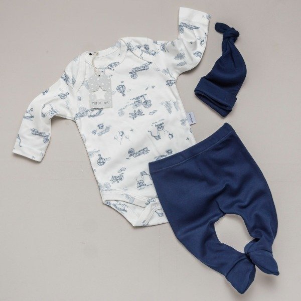 Producto - Ariel - Body estampado + ranita y gorro liso