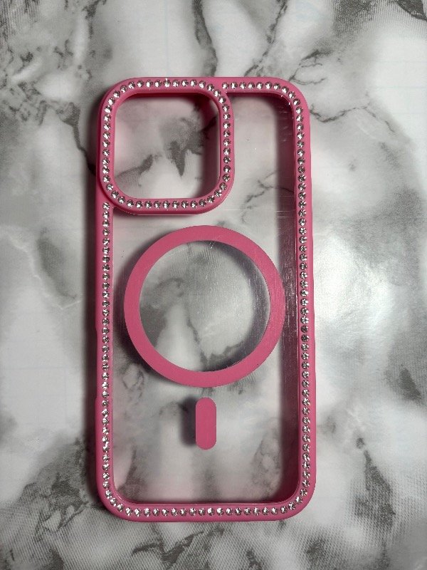 Producto - Case borde diamante rosa iph 16 pro