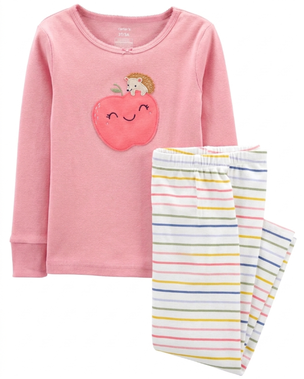 Producto - Pijama Invierno Nena Fondo Rosa Manzanas