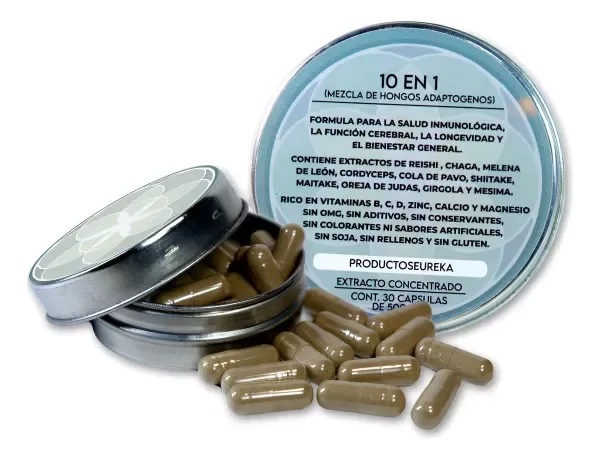 Producto - Complejo De Extractos De 10 Hongos Adaptogenos - x30 Cápsulas 500mg