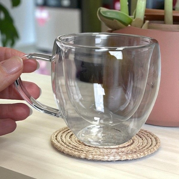 Producto - Taza doble vidrio c/asa 150 ml