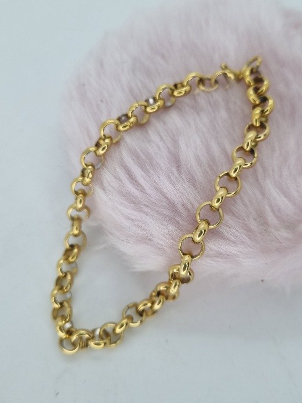 Producto - Pulsera acero dorado rolo med ROLO6 20cm