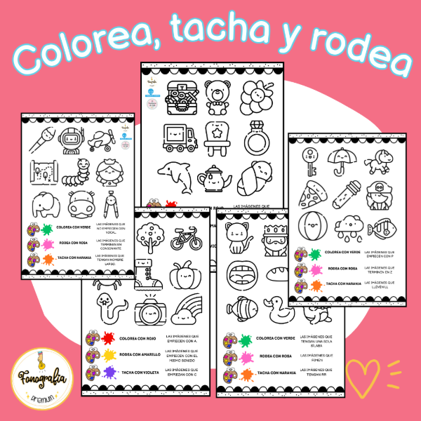 Producto - Colorea, tacha y rodea- Conciencia fonológica