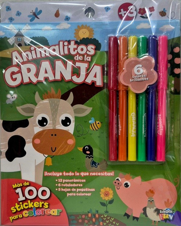 Producto - ANIMALITOS DE LA GRANJA. MAS 100 STICKERS PARA COLOREAR