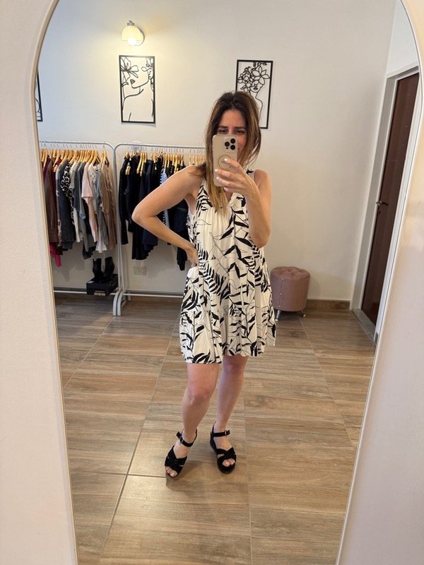 Producto - Vestido corto Luz blanco y negro