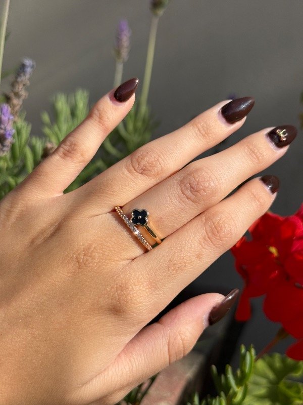 Producto - Anillo doble trébol dorado
