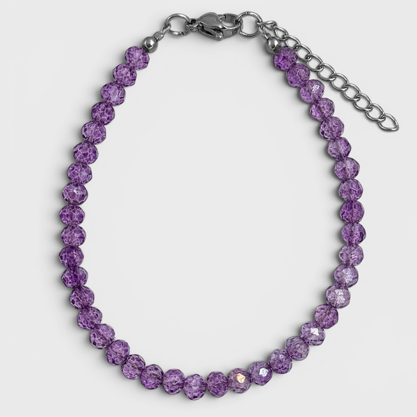 Producto - Pulsera de cristal checo y acero quirúrgico - 4mm - Violeta